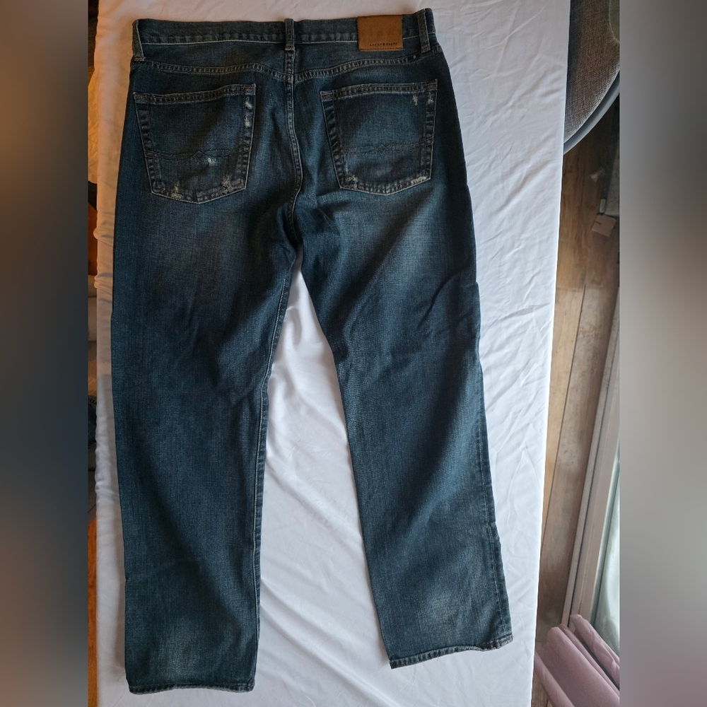 Lucky Brand 363 Vintage Straight Jeans Men’s 36x32 Medium Wash Distressed Casual - Picture 3 of 7